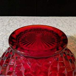 American Fostoria Ruby Red Flared Bowl 9 1/2” Centerpiece with Rays Excellant 2