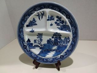 Vintage Buffalo China Blue Willow Restaurant Ware Divided Grill Plates,  Usa