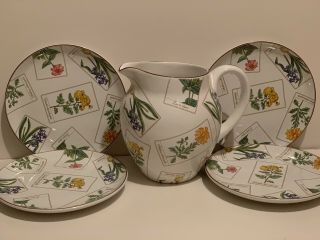 Botanical Made In Portugal Exclusively For Tiffany & Co Pitcher Plates Set Of 4