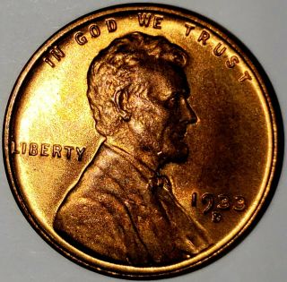 1933 D Rd (red) Lincoln Wheat Cent Penny Bu Brilliant Uncirculated From Obw Roll