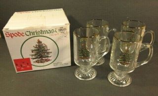 Spode Christmas Tree Irish Coffee Mugs Set Of 4 In Gold Rim