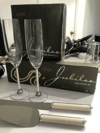 Lenox Jubilee Toasting Flutes And Dessert Set