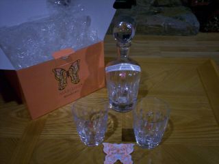 Marquis By Waterford " Sheridan " Crystal Decanter & Double Old Fashioned Glasses
