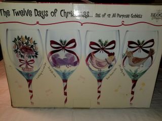 The Twelve Days Of Christmas 12 All Purpose Goblets Block Basics Wine
