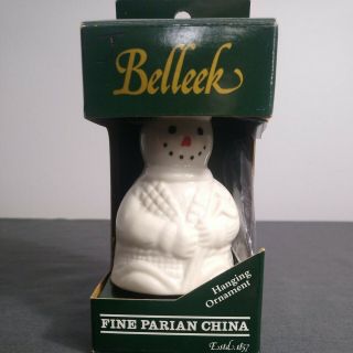 1999 Belleek Irish Sweater Snowman Fine Parian China Christmas Ornament 2205