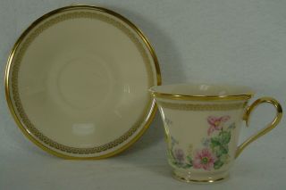Lenox China Flower Song Pattern Cup & Saucer Set Cup 3 "