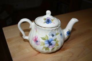Maryleigh Floral Pottery Porcelain Teapot Handcrafted Staffordshire In England