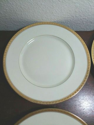 4 BLACK KNIGHT/Hohenberg Gold Encrusted Verge Edge TRIANON Dinner Plates 10 