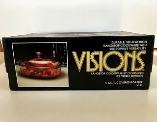 1986 Visions Rangetop Cookware by Corning Amber 4 Quart Covered Roaster V - 21 3