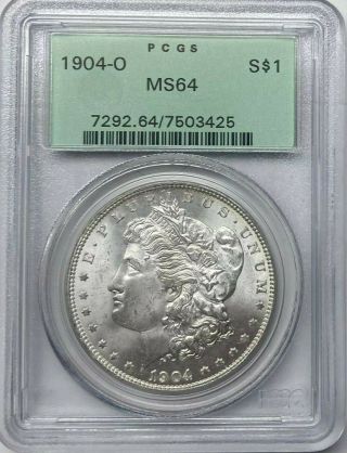 Morgan Silver Dollar 1904 - O Ms 64 Pcgs Graded Coin Old Green Holder