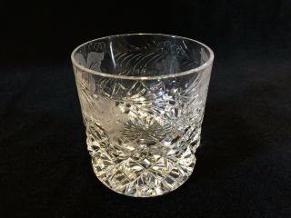 Vintage Czech Bohemian Heavy Crystal Whiskey Glass,  3 1/2 " Tall X 3 1/2 Diameter