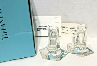 Pair Tiffany Frank Lloyd Wright Crystal Candle Holders,  3.  5 " Tall