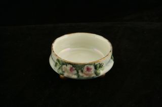Royal Austria Hand Painted Pink Roses China Porcelain Open Salt Cellar Dip Dish
