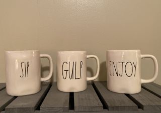 Rae Dunn “sip” “gulp” And “enjoy” Mug Set Of 3