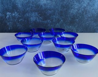 10 Theresienthal Crystal Finger Bowls Dessert Bowls Cobalt To Clear Ombré Stuart