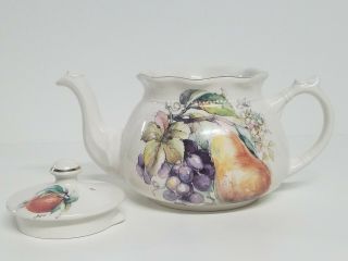 Vtg Arthur Wood & Son Porcelain Tea Pot 6365 Fruit Staffordshire England Pear