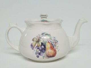Vtg ARTHUR WOOD & SON Porcelain Tea Pot 6365 Fruit Staffordshire England Pear 2