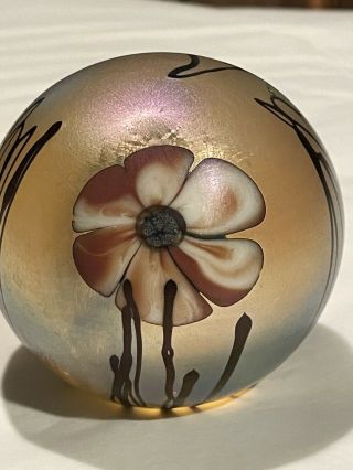 Vintage Signed Simpson Favrile Blown Studio Art Glass Paperweight
