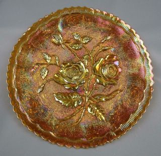 Imperial Open Rose Marigold Carnival Glass 9 " Plate Oz33