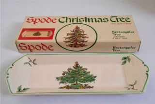 Spode Christmas Tree 9 " Rectangular Tray England Holly Mistletoe