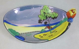 Noritake Japan Art Deco Lusterware Scenic Candy Dish/ Bowl Figural Rose Detail