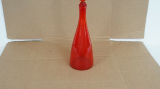 Blenko Red Crackle Glass Decanter with Stopper 3