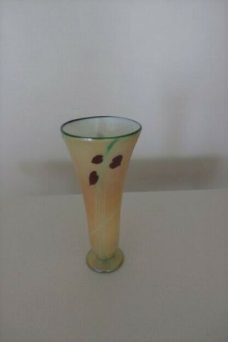 Rick Strini Art Glass Vase Opaque Yellow Green Approx 13 Inches Tall