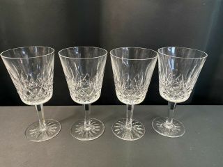 Set Of 4 Waterford " Lismore " Crystal Water / Wine Goblets 6 7/8 " Tall