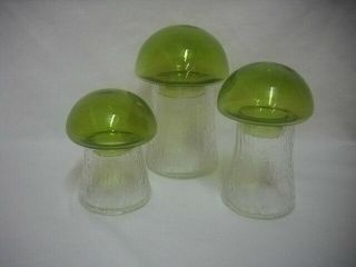 Vintage Mid Century Scandinavian Modern Art Glass Mushroom Canister Jar Set