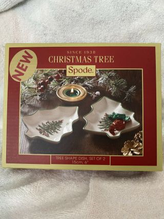 Spode 6” Christmas Tree Shape Dish Set Of 2