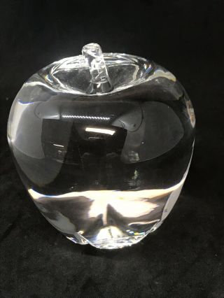 Signed Steuben Crystal 4 " Apple Paperweight Collectible Art Glass