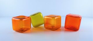Set 4 Vintage Mid Century Modern Blenko Art Glass 2 " Cubes Blocks