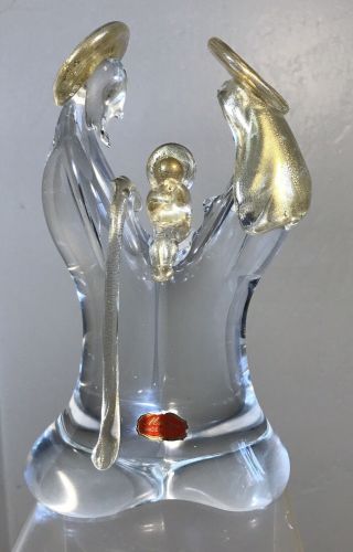 Vintage Murano Glass Nativity Scene Christmas Tree Collectible With Label