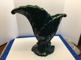 Vintage Royal Haeger Pottery Blue/green Leaf Fan Vase