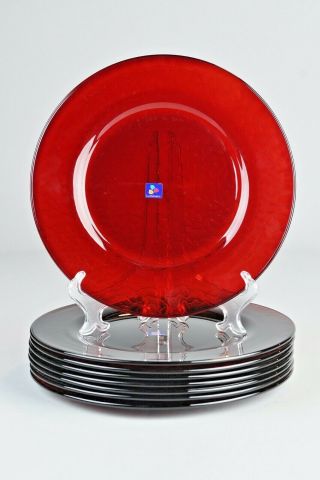 (8) Luminarc Arcoroc Ruby Red Glass Dinner Plates Private Jhat2447
