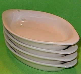 4 Vintage American Pottery Small Oval Baking Dishes / Au Gratin Dishes.  8 3/8 L