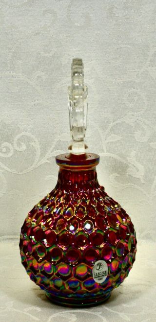 Fenton,  Perfume With Stopper,  Red Carnival Glass. 2