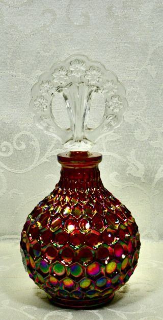 Fenton,  Perfume With Stopper,  Red Carnival Glass. 3