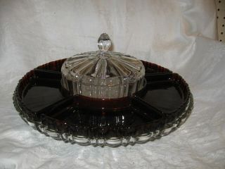 Vintage Anchor Hocking Royal Ruby Red Glass Large 15 " Lazy Susan Vegetable Tray