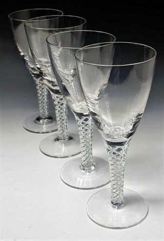 4 Vtg.  Stuart Ariel 6.  5 " Wine Glasses,  Air Twist Stems,  Fine English Crystal