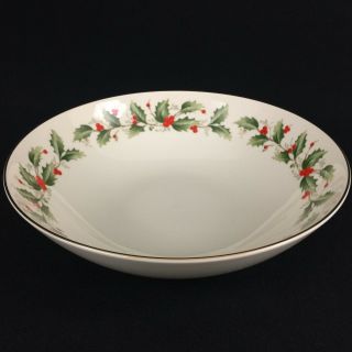 Vtg Round Vegetable Serving Bowl 9 " By Royal Gallery Holly 6283 Christmas Japan