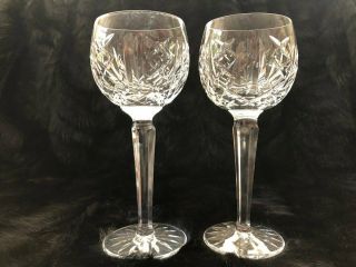 2 Vintage Waterford Crystal Lismore 7 3/8 " Hock Wine Glass Glasses Gothic Mark