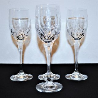 4 Mikasa " Petite Points " Cut Crystal Wine Goblets 8.  25 " Leaves Stems