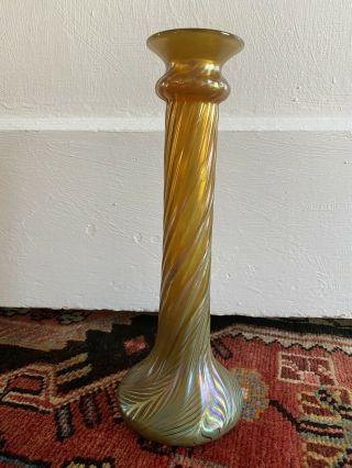 Signed Lundberg Studios Hand Blown Art Glass Vase Iridescent 1996
