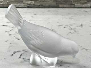 Vintage Lalique France Crystal Sparrow With Head Down Frosted Gorgeous