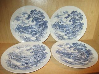Set Of 4 Enoch Wedgwood Countryside Blue Dinner Plates 10 3/4 " Tunstall England