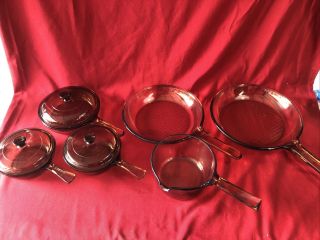 Vintage Visions Corning Ware Amber Glass 9pc Mixed Cookware Set - France & Usa