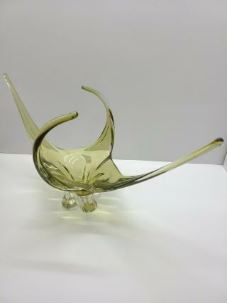 Vintage Chalet Lorraine Art Depression Glass 20.  5” Freeform Sculpture Bowl