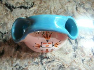 Vintage Loma of Arizona wedding vase SW pottery Turquoise / Orange double Vase 2