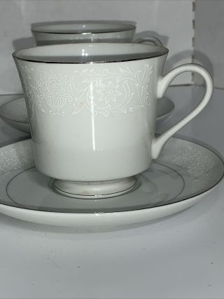 SET of 4 Crown Victoria Lovelace Fine China Footed Tea Cup Saucer Set 3
